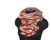 Felted Scarf Felt Wavy Ruffle Scarf Gift For Her Scarf Earthy Color Merino Wool Tencel Felt Scarves