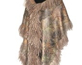 RESERVED Felted Scarf Wrap Fur Free Ahimsa Very Long Merino Wool Silk Wrap Earthy Color OOAK