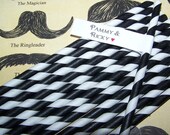 Paper Straws  20 Black & White Striped Straws Paper Party straws  Pixie sticks "Free Straw Flag Toppers Included"