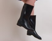 Vintage Rubber Boots - Black Rain Boots - Womens US 10