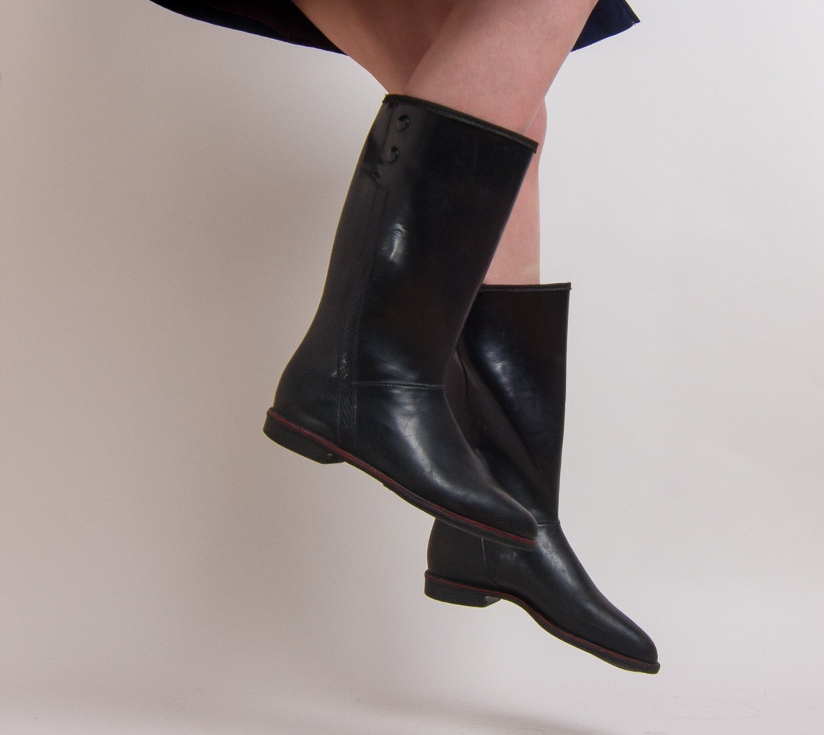 Vintage Rubber Boots - Black Rain Boots - Womens US 10