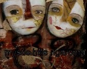 Mixed Media Original Painting " The Embrace" Steampunk / Grunge