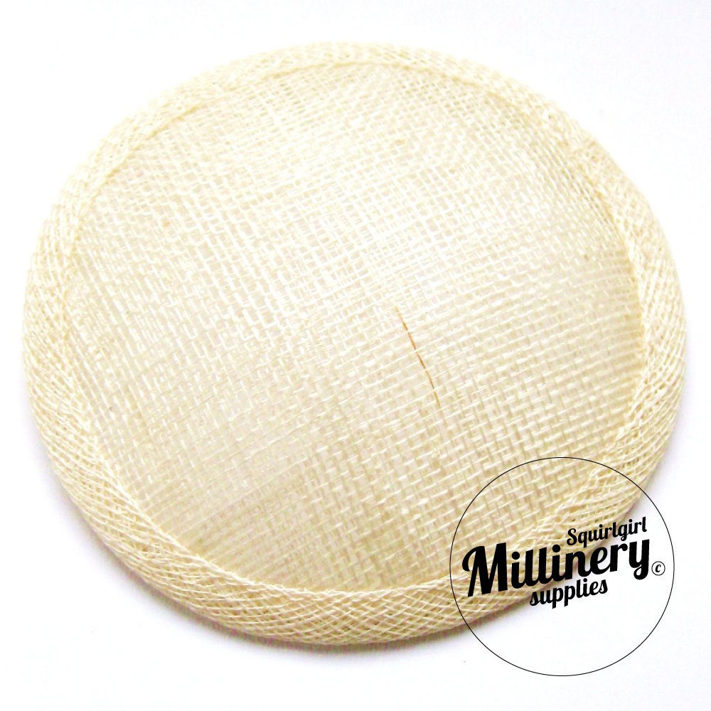 Ivory Round Millinery Sinamay Hat Base for Fascinators, Cocktail Hats and Wedding Veils