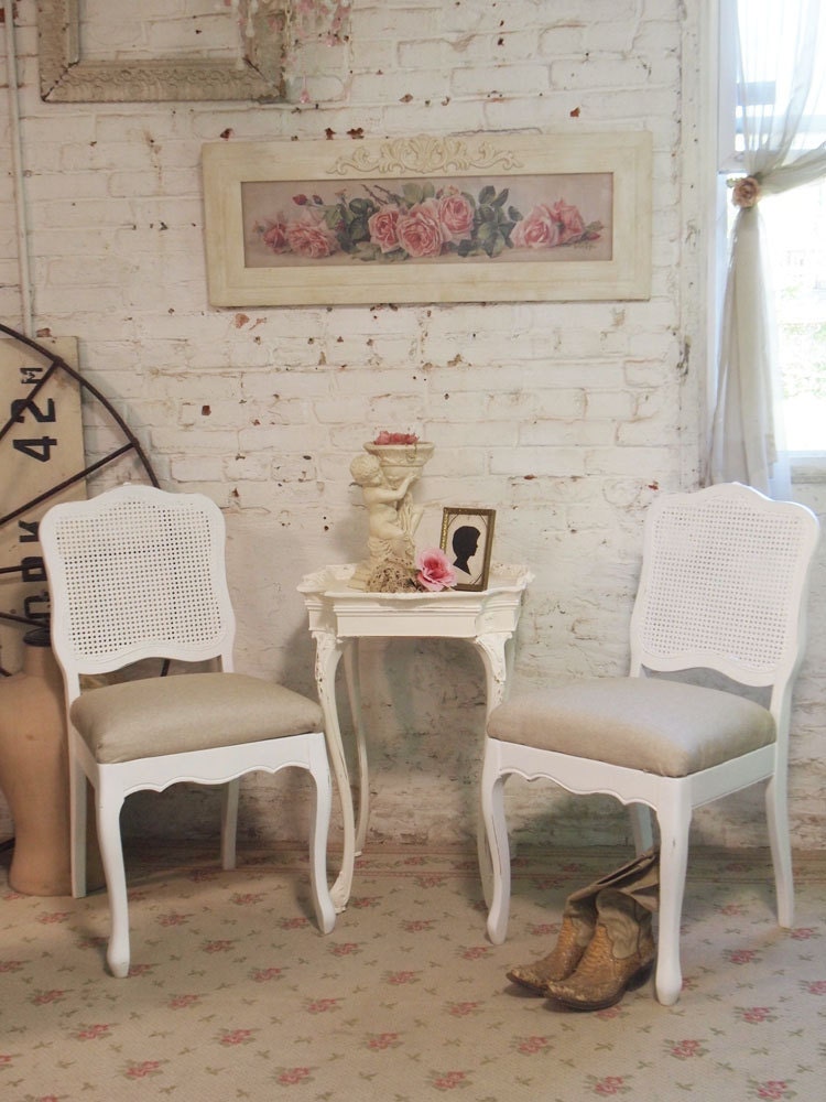 Painted Cottage Chic Shabby White Chairs CHR19