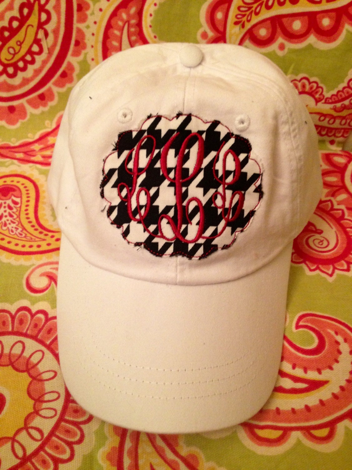 Ladies Monogrammed Fabric Applique Baseball Cap. Personalized. Embroidered. For Mom, Bride to be, Bridesmaid SUMMER SPRING BEACH