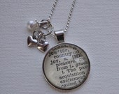 Vintage Dictionary  Necklace Pendant JOY