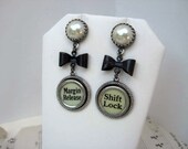 Typewriter Key Jewelry - Post Dangle Earrings