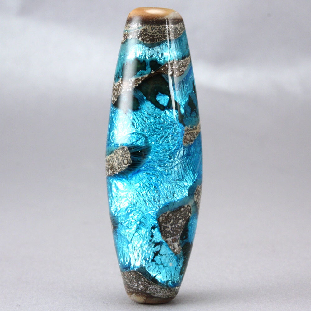 Handmade Lampwork Focal Bead - Aqua Sands