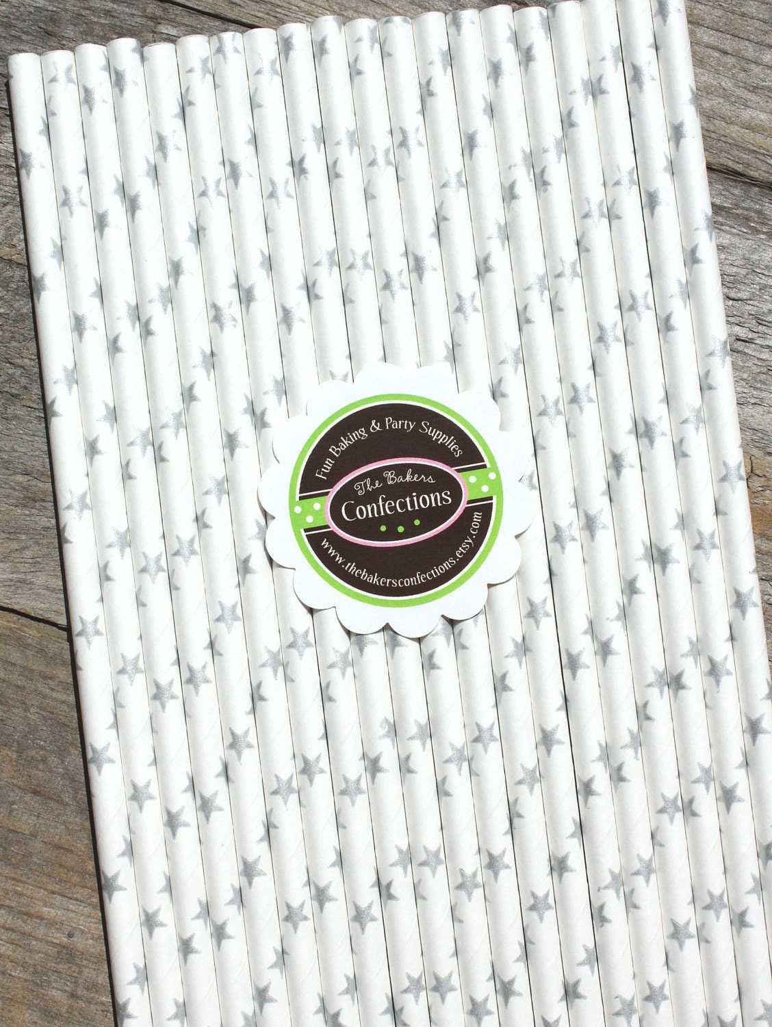 Silver Shimmer Star Paper Straws - Includes Printable DIY Flag Toppers & Pixie Stix Recipe (30 count) Use for Cake Pops and Drink Markers