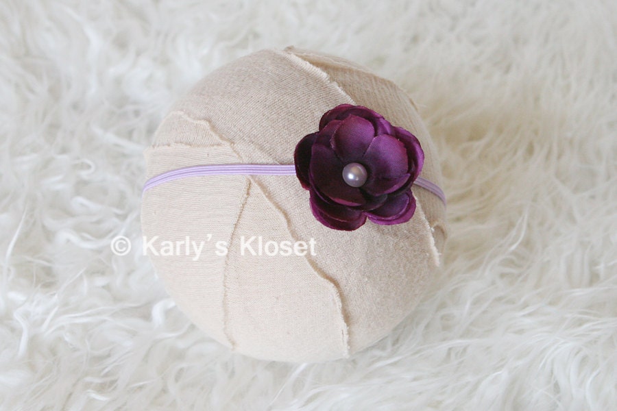 Purple Baby Girl Headband, Newborn Photo Prop, Newborns Photography Props, Ready to Ship