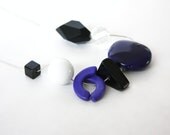 Geometric Jewelry Large Chunky Beads Statement Necklace Black Navy Blue : Crashing Waves Statement Necklace