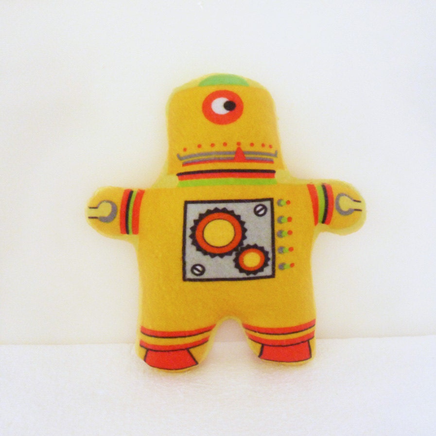 Robot Doll Yellow Plush Stuffed Toy