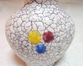 1950s Black & White Jopeko Crackle Glaze Mini Vase
