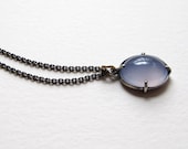 Blue Chalcedony Minimal Cabochon Pendant