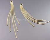 1755-BG (4 pcs) Bright gold plated long 70mm snake chain tessel charms