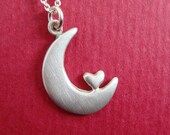 I Love You to the Moon and Back  Necklace Heart  jewelry sterling silver for her Kids Teen gift cute charm necklace mom girl