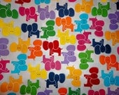 COLORFUL ELEPHANTS Zoo Animal Fabric On White... 1 FQ Fat Quarter...New...Limited Quantity Left