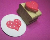 Spotty Heart - Hand carved rubber stamp by Skull and Cross Buns