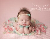 Newborn Prop Gloves and Headband Set - "Caroline", Newborn Photo Prop