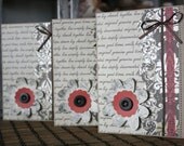 Rustic flower on cursive writing blank card with envelope