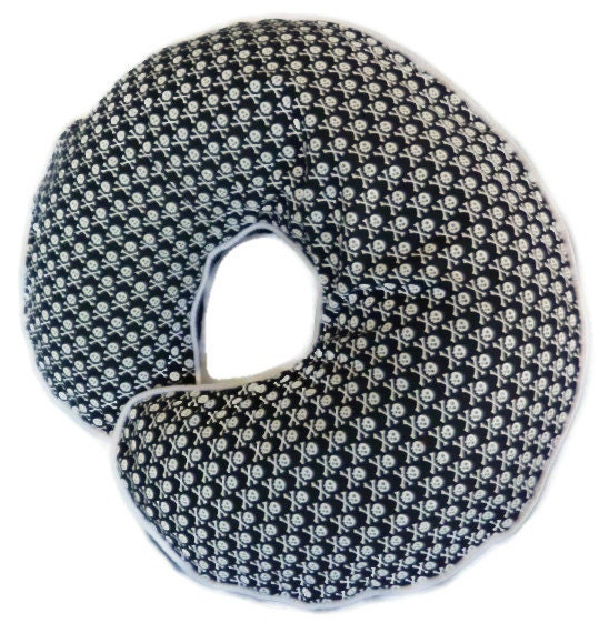 Black and White Skull and Crossbones Nursing Pillow Cover - fits Boppy pillows
