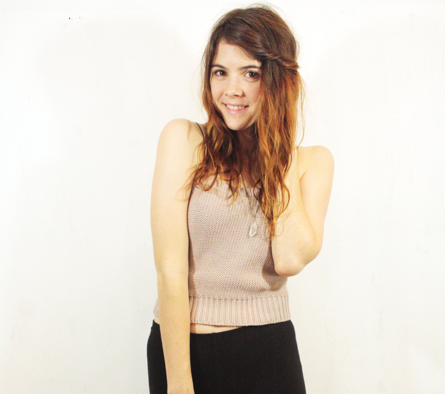 Pink Knit Tank Top S M