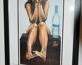 JEREMY WORST Naked Goose Grey Goose Original Sexy girl Artwork Framed Print
