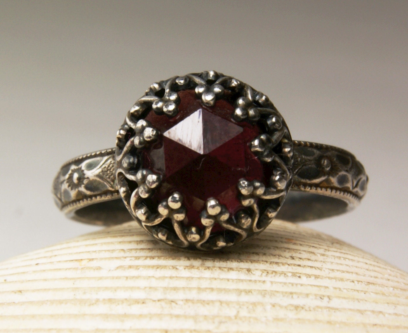 Sterling Silver Garnet Ring, Natural Gemstone, Red Birthstone, Handmade Custom Jewelry, made to order