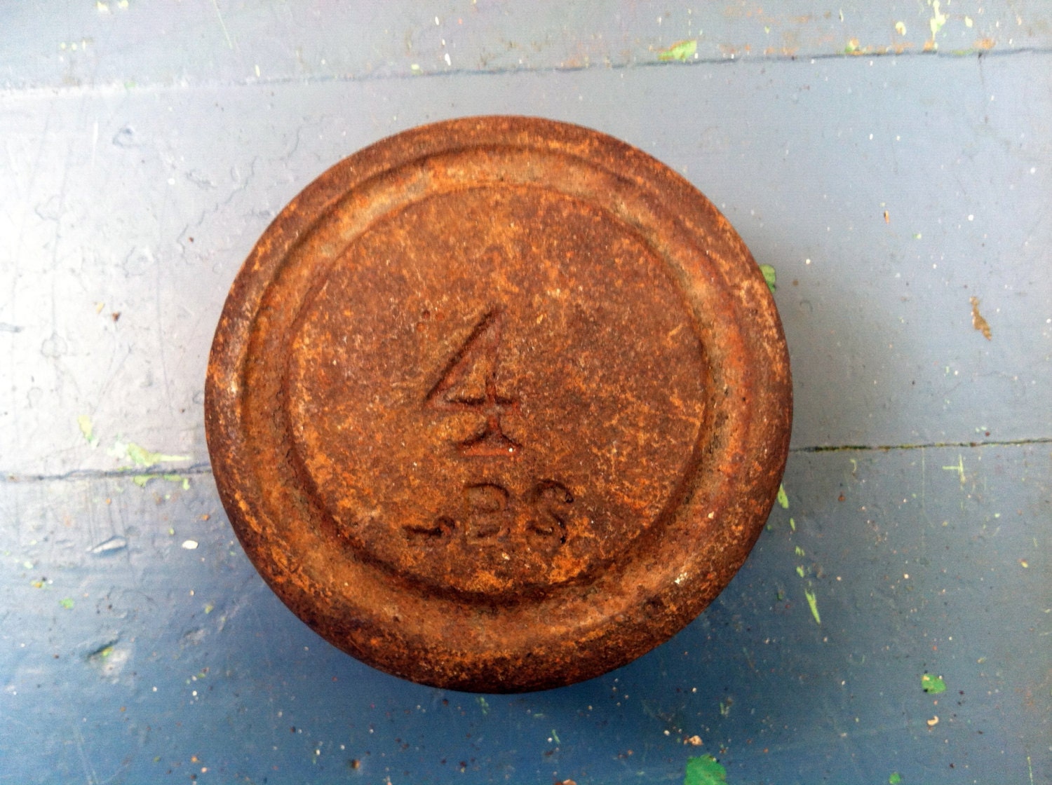 Vintage Industrial Cast Iron Weight. Number 4. Numbered Antique Weight.