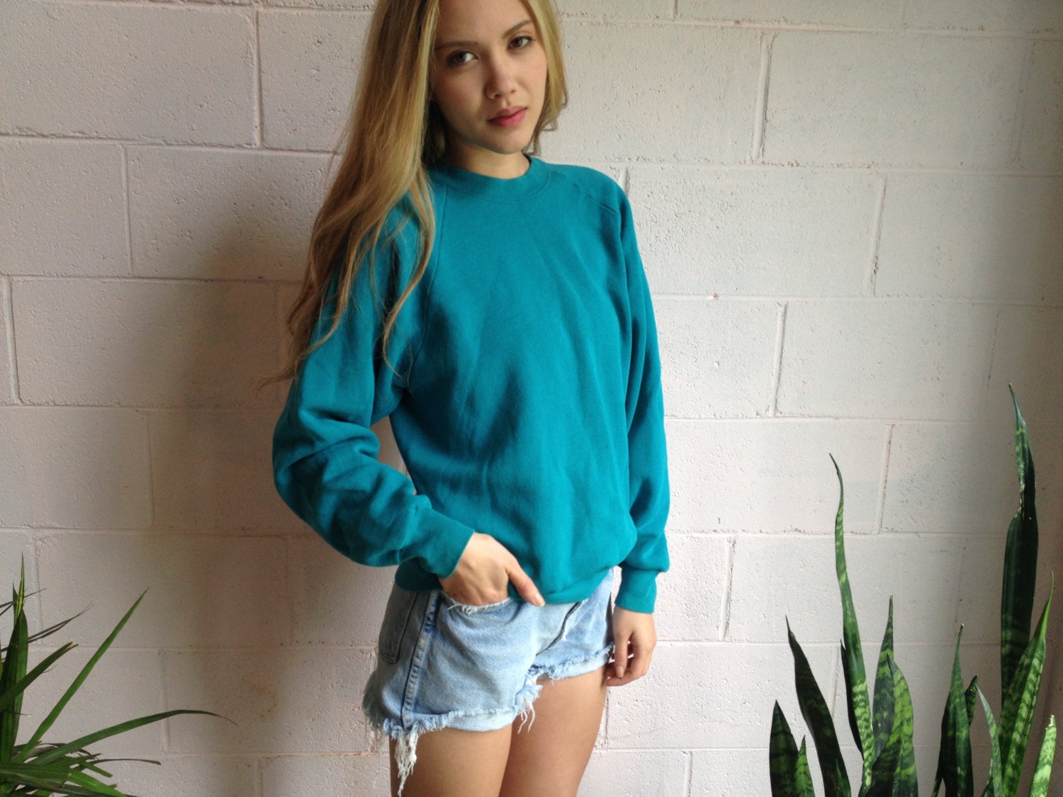 Vintage Soft Teal Sweatshirt