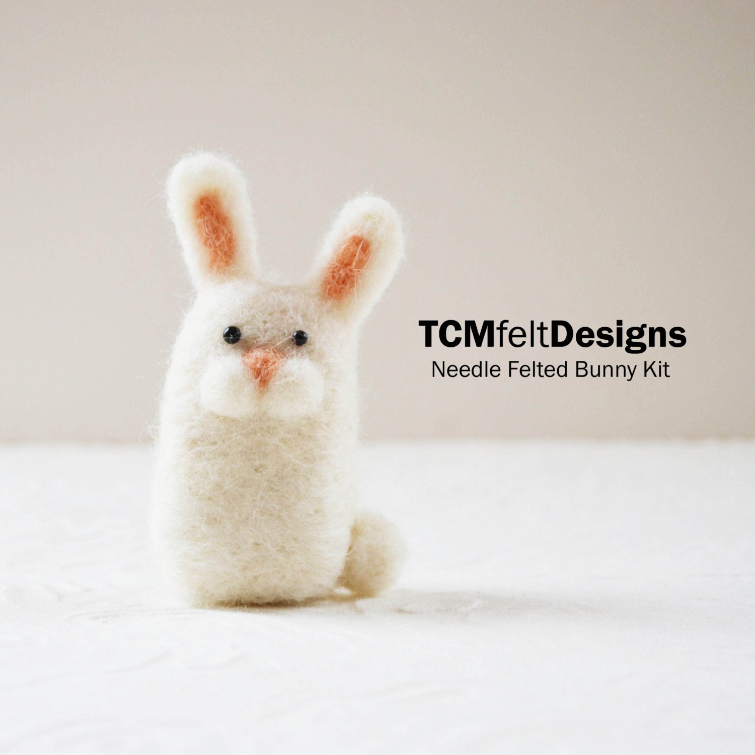Needle Felting Bunny Kit, wool complete animal fiber rabbit kit for beginners
