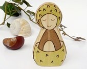 Chestnut Baby Boy Gnome - wooden toy - waldorf toy - fall nature table or birthday ring decoration