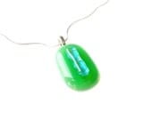 Necklace, Green Dichroic Pendant, Fused Glass Jewelry