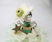 Assemblage Angel "Lacy Mint Green"  Assemblage Art Doll, Antique Doll Parts, Vintage Style Art Doll