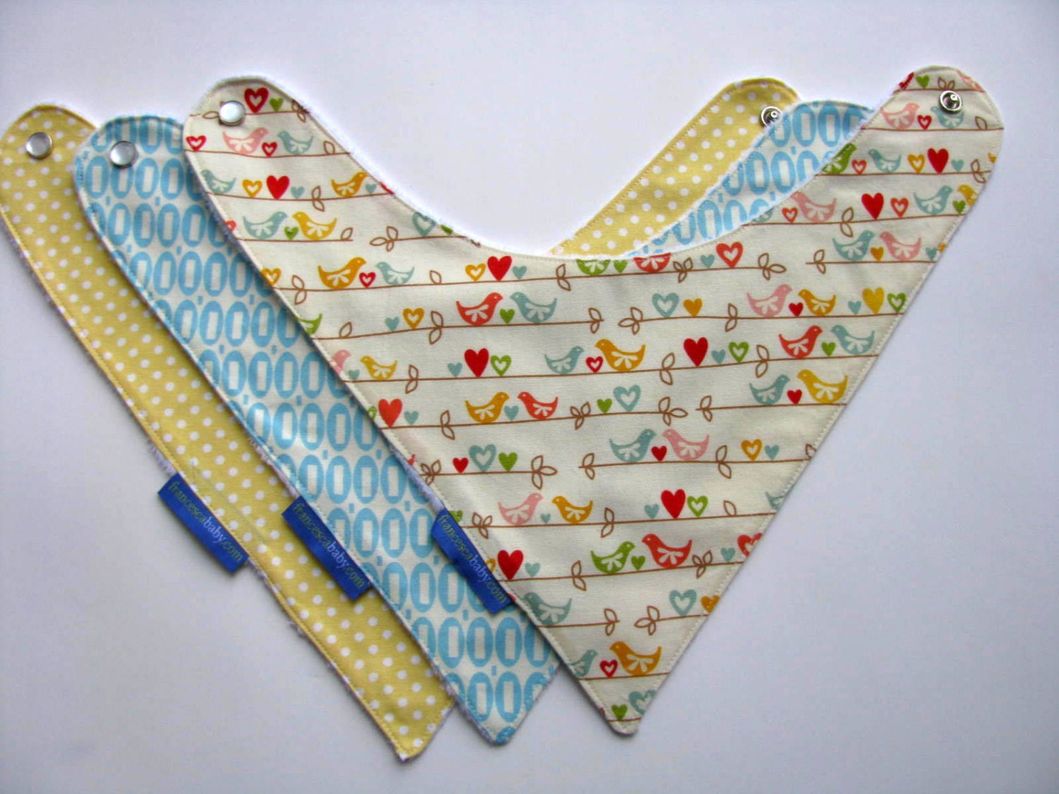 3 Reversible Baby Bandana Bibs with Minky in Girly Prints