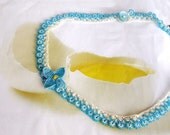 Blue  plain simple casual necklace, Crochet Beadwork Beaded Necklace
