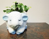 vintage Spring Lamb Planter - large sleeping lamb