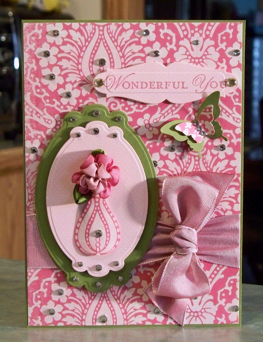 All Occasion Card, Satin Ribbon Flower - Birthday - Mother's Day - Stampin' Up Loving Thoughts