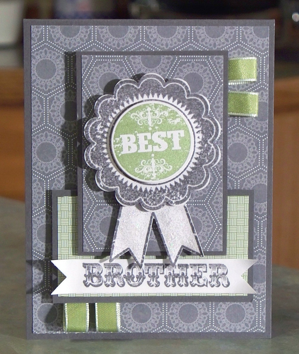 Brother Birthday Card using Stampin' Up Blue Ribbon