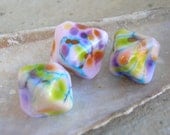 Lampwork Beads, Mosaic Trio in Spring Fashion, Handmade jewelry Supplies for Lampwork Jewelry