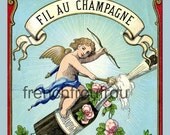 antique french victorian angel pink roses label sewing thread DIGITAL