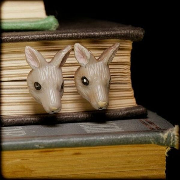 Earrings - Vintage Plastic Kangaroo Heads - Posts - Limited Pairs