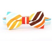 Multi Stripe Bow Tie for Boys newborn up to age 10 - brown, orange, aqua, yellow, white