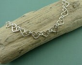 Heart Bracelet - sterling silver handmade chain bracelet - tiffany - heart links - valentines day