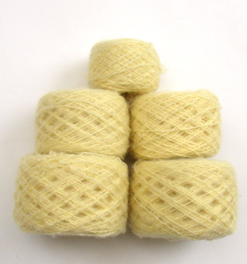 Upcycled Yarn wool mohair Yarn 195 gramms colour soft yellow