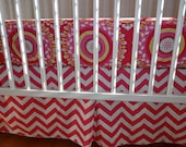 Hot Pink Chevron and Pink Circles Crib or Toddler Bedding