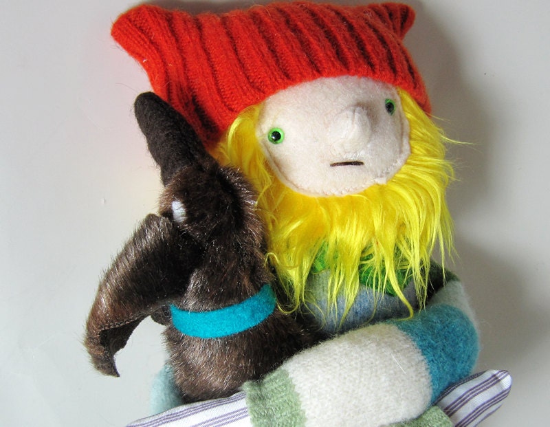 Boy Plush Doll with Hat and Dog