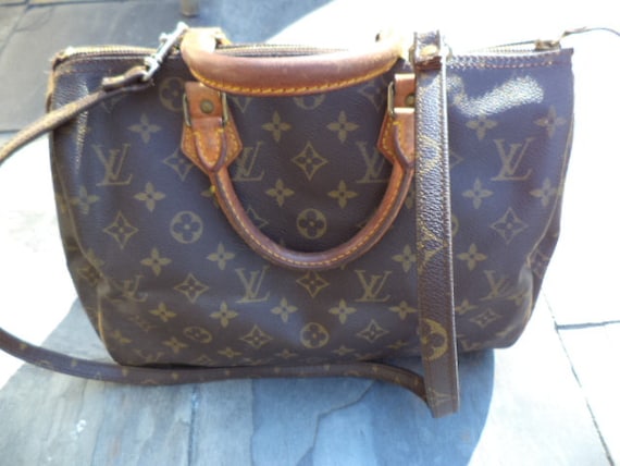 Louis Vuitton Speedy 35 Hand Bag Vintage 80s 90s Brown Leather LV Monogram