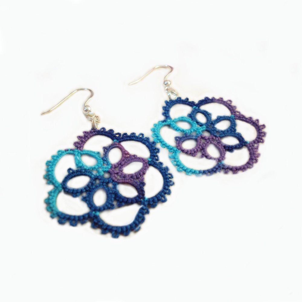 Tatted Lace Earrings, Multicoloured - Aster
