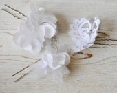 Chloe style019 floral and lace crystal hairpin cluster 3 piece set